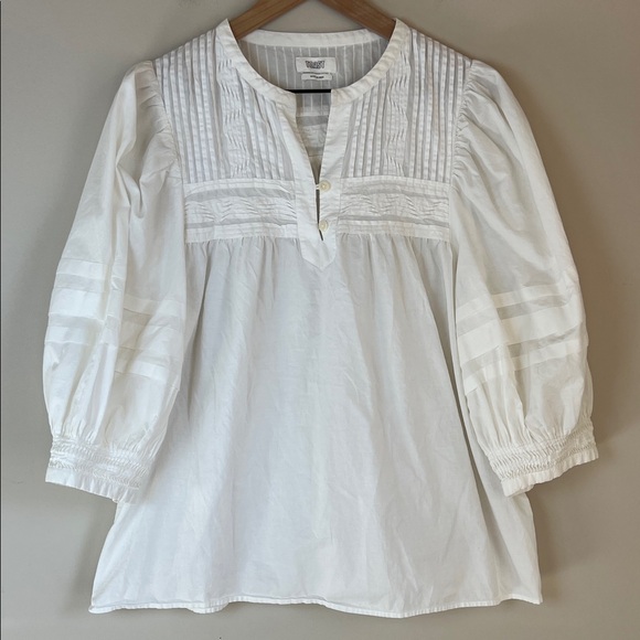 TOAST Pintuck Cotton Blouse $260 3/4 Sleeve Size Medium